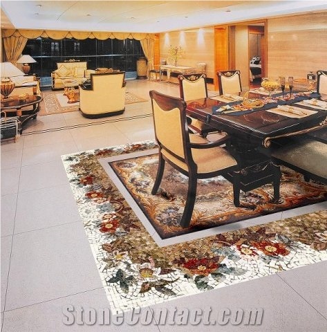 Mosaic Carpet Medallion at Living Room