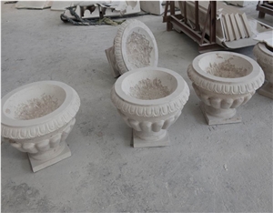 Flower Pot, Planters,Vase in White Granite