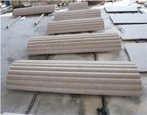 Marble Carved Arc Element, Beige Marble Column