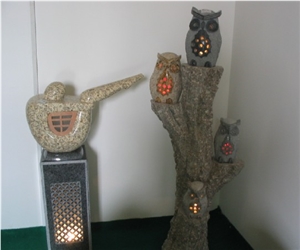 Carving Garden Animal Lamp, Grey Granite Lamps