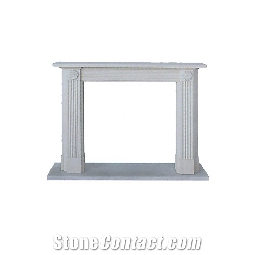 Carved Firepalce (Fireplace Mantel), Beige Marble Fireplace Mantel