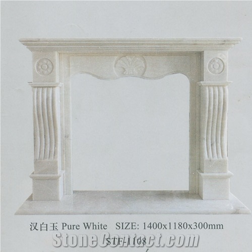 Carved Firepalce (Fireplace Mantel), Beige Marble Fireplace Mantel