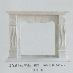 Carved Firepalce (Fireplace Mantel), Beige Marble Fireplace Mantel
