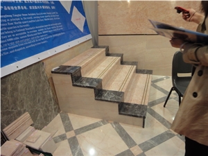 Beige and Black Marble Stairs, Steps, Crema Marfil Beige Marble Stairs Beige and Black Marble Stairs, Steps, Crema Marfil Beige Marble Stairs