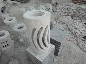 G682 Granite Solar Lamp, Rust Yellow Granite Lamps