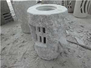 Granite Carved Solar Lamp, G603 Grey Granite Lamps