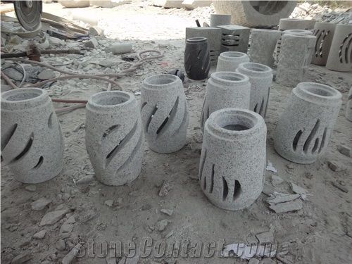Grey Granite Solar Lamp, Sesame White Granite Lamps