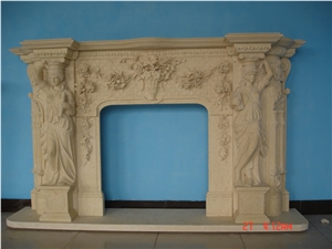 Egypt Cream Marble Fireplace, Golden Cream Egypt Yellow Marble Fireplace