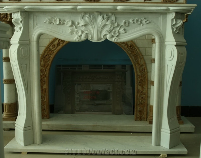 Yellow Marble Fireplace