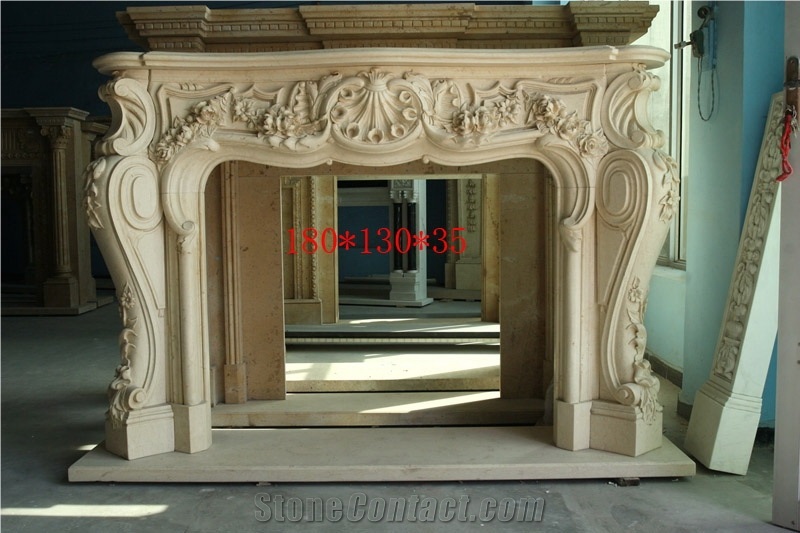 Yellow Marble Fireplace