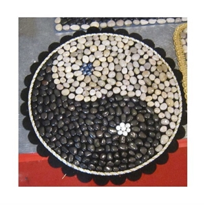 Mixed Colour Pebble Stone Medallion, Black Marble Pebble Stone Medallion