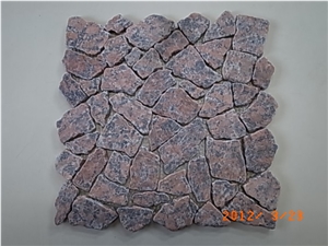 Maple Red Granite Tumbled Mosaic, G562 Red Granite Tumbled Mosaic