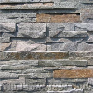 Sage Green Dry Stack Veneer Panels, Quartzite
