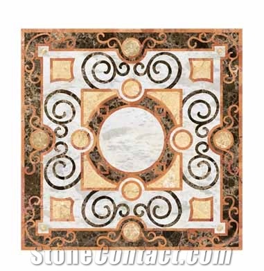 Water Jet Pattern WJ-019, Brown Marble Medallion