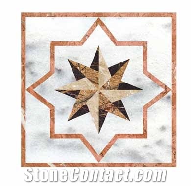 Water Jet Pattern WJ-020, White Marble Medallion