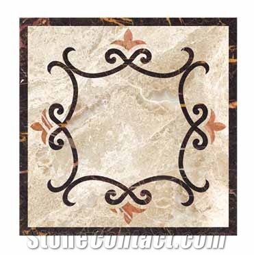 Water Jet Pattern WJ-022, Brown Marble Medallion