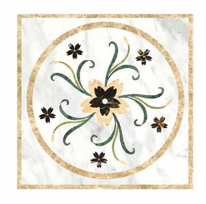 Water Jet Pattern WJ-027, White Marble Medallion