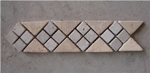 Travertine Mosaic Border, Classic Beige Travertine