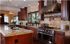 Granite Countertop, Kitchen Island, Desert Gold Brazil Yellow Granite