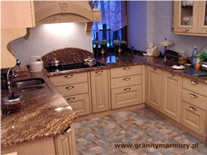 Juparana California Granite Kitchen Top, Juparana California Light Brown Granite