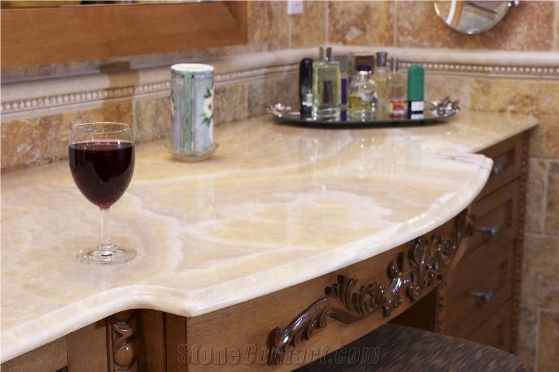 Onyx Vanity Top, Pina Yellow Onyx