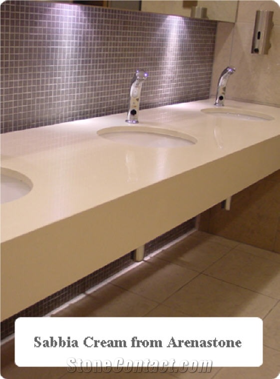 Sabbia Cream Quartz Vanity Tops, Beige Quartzite Vanity Tops