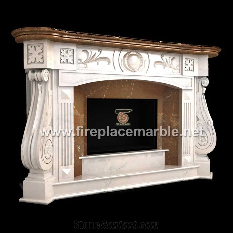 Flower Fireplace White Marble Fireplace Mantel Hearth Handcarved