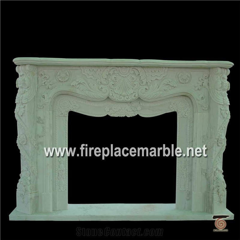Flower Fireplace White Marble Fireplace Mantel Hearth Handcarved