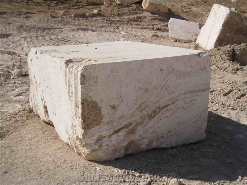 Beige Travertine Stone Block, Nadooshan Beige Travertine Block