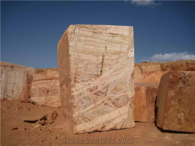 Persian Cream Travertine Blocks, Iran Beige Travertine