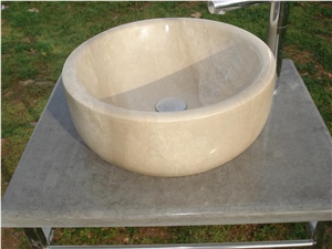 Baril Vessel, Thala Beige Limestone Sinks, Basins