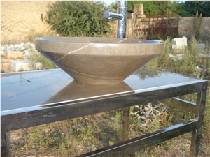 Grey Foussana Limestone Conne Vessel, Gris Foussana Grey Limestone Sinks, Basins