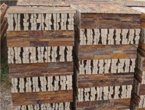 Slate Rough Surface Culture Stone Wall Cladding,China Multicolor Brown Slate Ledge Stone/Stone Veneer