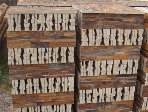 Slate Rough Surface Culture Stone Wall Cladding,China Multicolor Brown Slate Ledge Stone/Stone Veneer