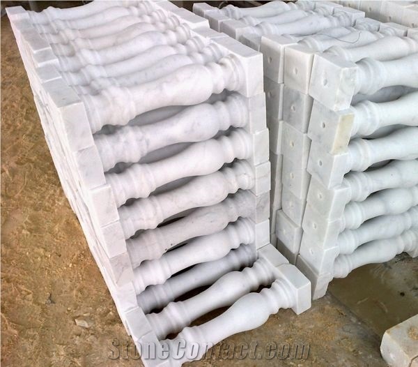 White Marble Stair Railing, Snow White Marble Stair Rail