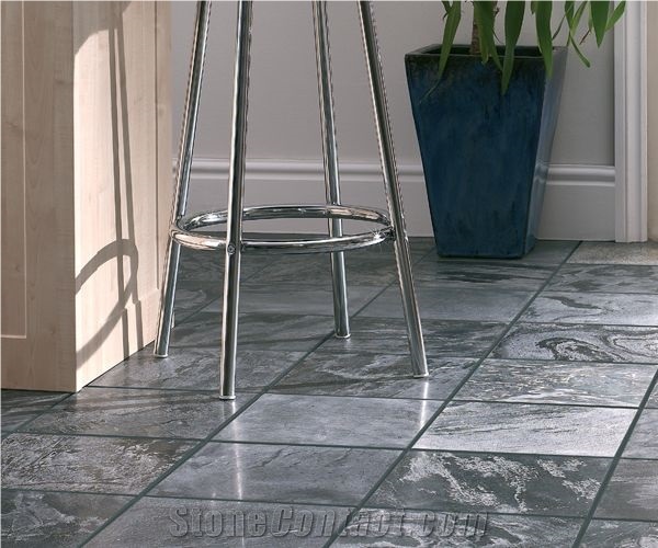 Slate Stone Floor Tiles, Silver Grey Slate