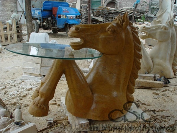 Stone Furniture,Yellow Marble Table Stand