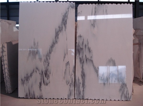Cyan Flower White Marble Slabs, China White Marble Slabs, China Landscape White Marble Slabs
