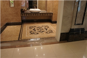 Water-jet Medallion, Marble Mosaic Medallion, Dark Emperador ,sicilia Beige Marble Mosaic Medallion