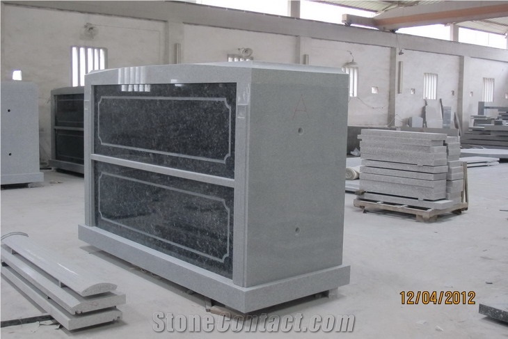 2 Crypts Mausoleum New Style, G614 Grey Granite Mausoleum, Columbarium
