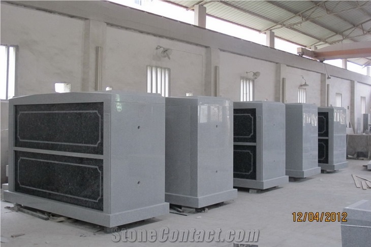 2 Crypts Mausoleum New Style, G614 Grey Granite Mausoleum, Columbarium