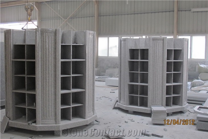 Grey Granite 72 " Columbarium, G633 Grey Granite Columbarium
