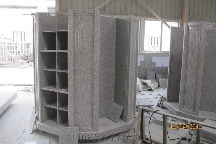 Grey Granite 72 " Columbarium, G633 Grey Granite Columbarium
