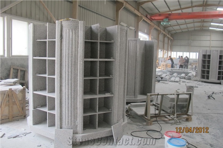 Grey Granite 72 " Columbarium, G633 Grey Granite Columbarium