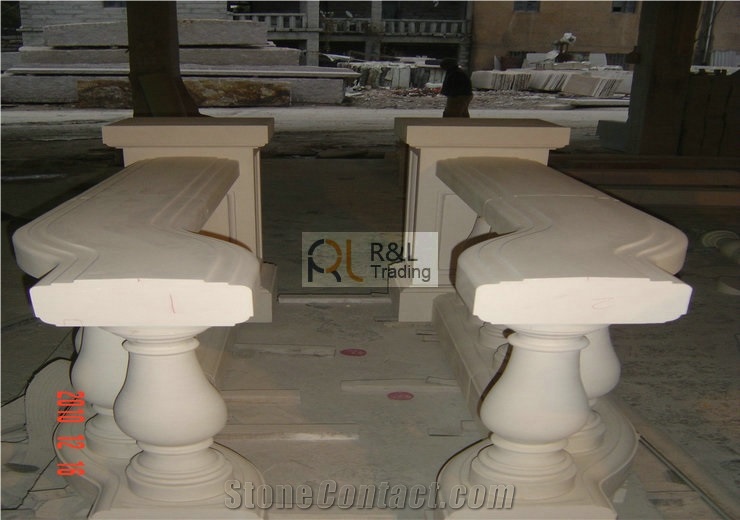 Limestone Balustrade and Railings, Ivory White Limestone Balustrade