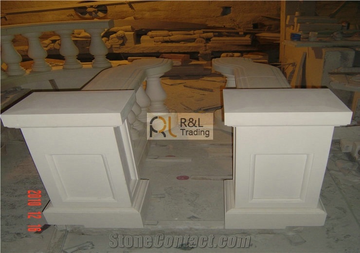 Limestone Pedestal Column 02, Limra Beige Limestone Pedestal Column