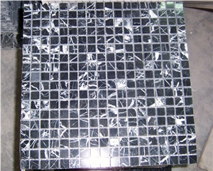 Black Margiua Mosaic Tile, Nero Marquina Black Marble Mosaic