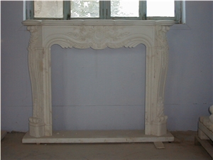 Crema Marfil Classico Beige Marble Fireplace