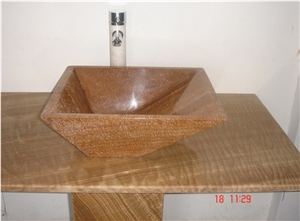 Dark Yellow Marble Sink,wash Basin