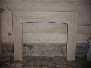 Beige Marble Fireplace Mantel